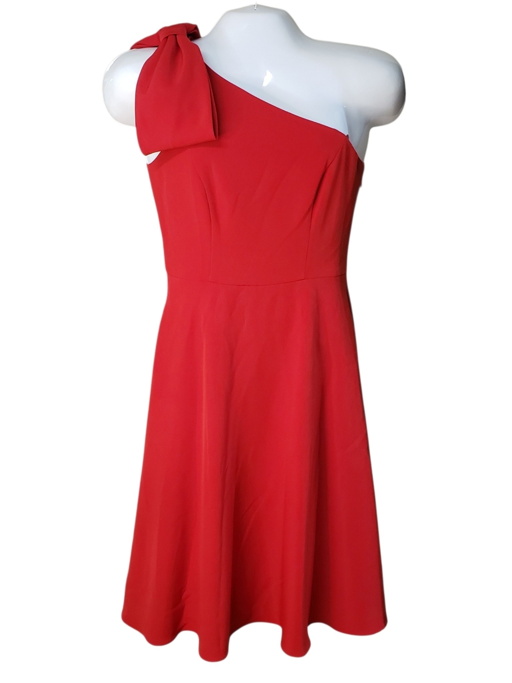 NWT Gal Meets Glam Women's Red One-Shoulder Bow Midi Dress Size 6